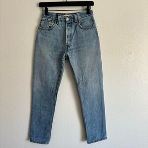 Redone Levi’s 501  High Rise Ankle Crop Jeans Vintage Blue Wash Size 24
